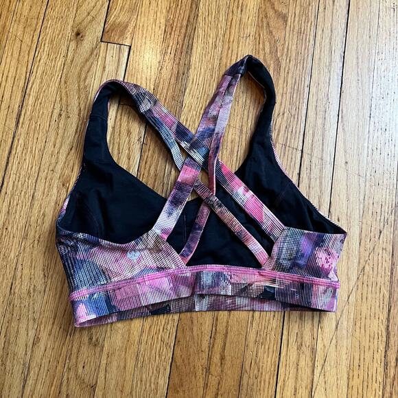 Lululemon Stash N’ Run Bra Womens 4 Sun Dazed Multi Pink / Super Dark W2ASTS - Picture 2 of 6